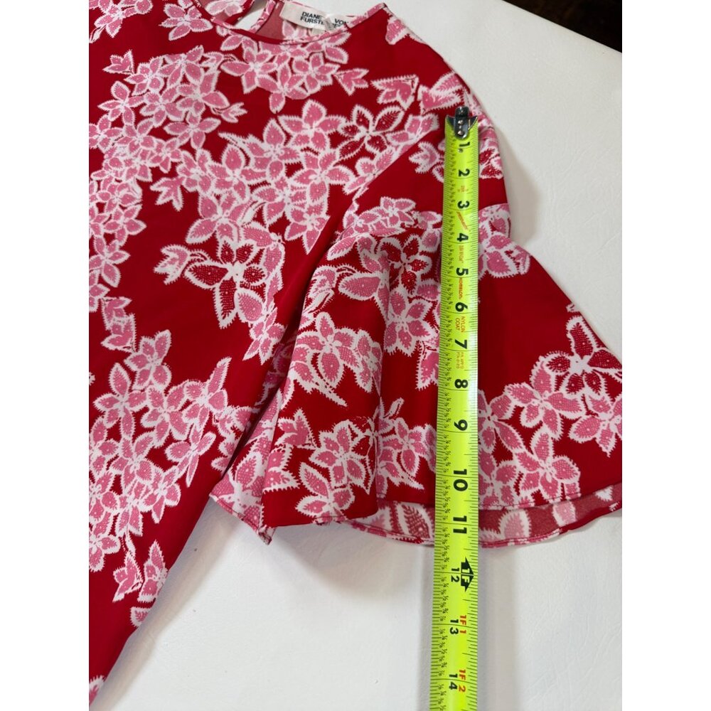 Diane Von Furstenberg Red Pink Floral Print Dress Small FLAW (bin ii89) - Picture 5 of 9